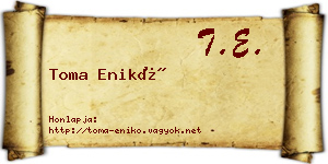Toma Enikő névjegykártya